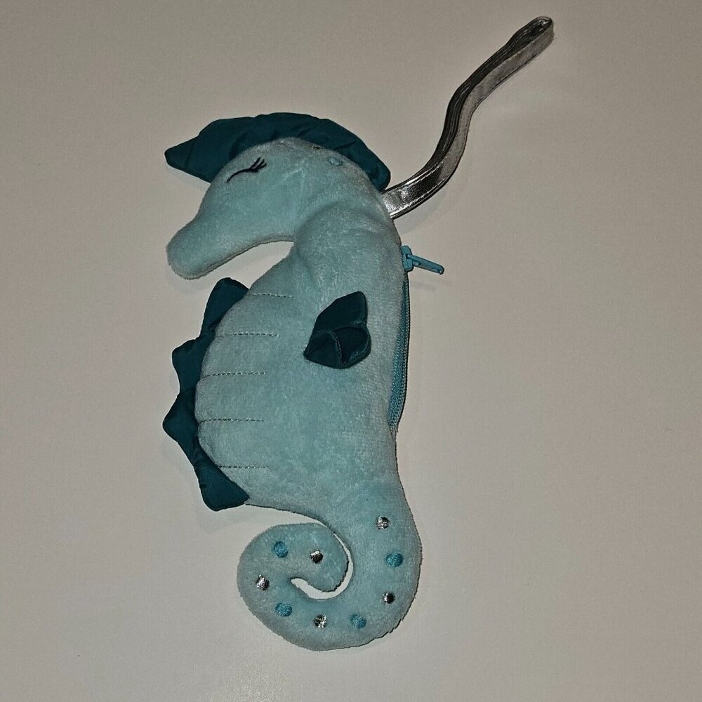 Gymboree Seaside Stroll Blue Seahorse Plush Wristlet Coin Purse Stuffed Toy